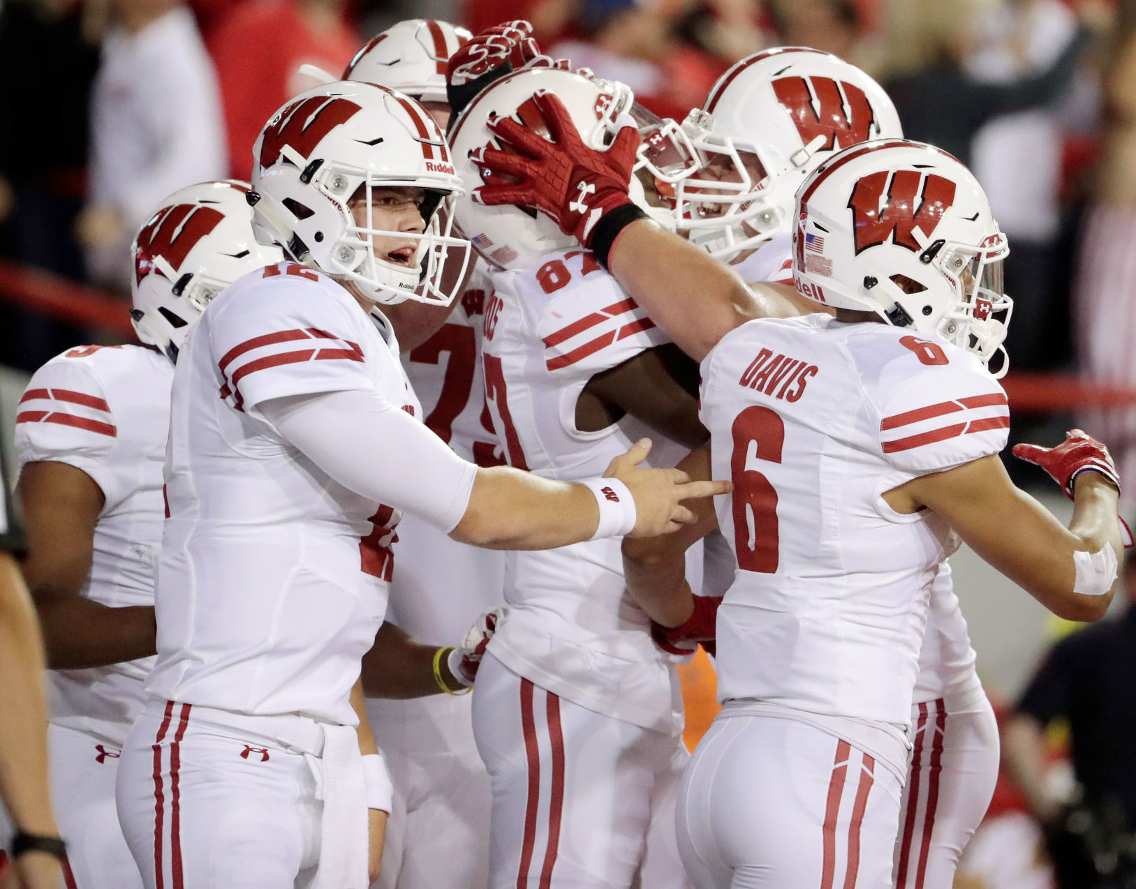 Celebrating Cephus' touchdown